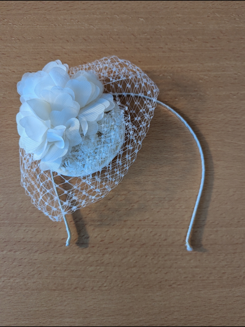 White Floral Veil Fascinator Headband